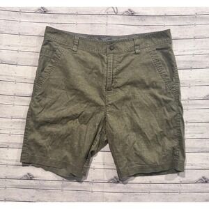 Prana Mens Hemp Blend Short Sz 34 Olive Furrow Stretch Hiking Chino Outdoor 8"